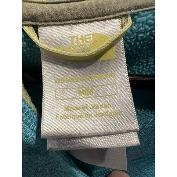 The North Face Hoodie Womens M Turquoise Logo Spellout Pullover Sweatshirt - Picture 3 of 6